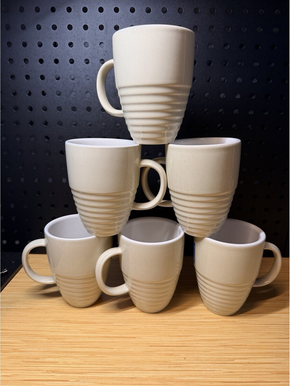 Pfaltzgraff Cappuccino Coffee/Tea Stoneware Ribbed Mugs. Set Of 6. Made In USA
